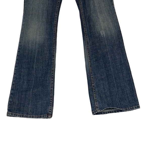 Escada Vintage Y2K Embellished Rhinestone Low Rise Flared Distressed Jeans - 8 - Picture 5 of 14